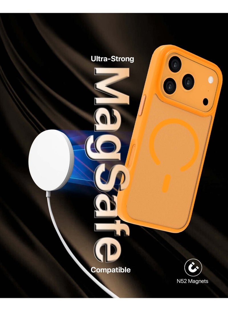 INFINYTY iPhone 17 Pro Frosted Soft Case Gleam Orange, Hybrid Matte Finish with Soft-Touch Grip, MagSafe Compatible with Strong N52 Magnet, Ultra-Slim, Air-Cushion Corners, Raised Edges, Military-Grade Drop-Tested, Anti-Fingerprint, Infinyty Lite - Image 2